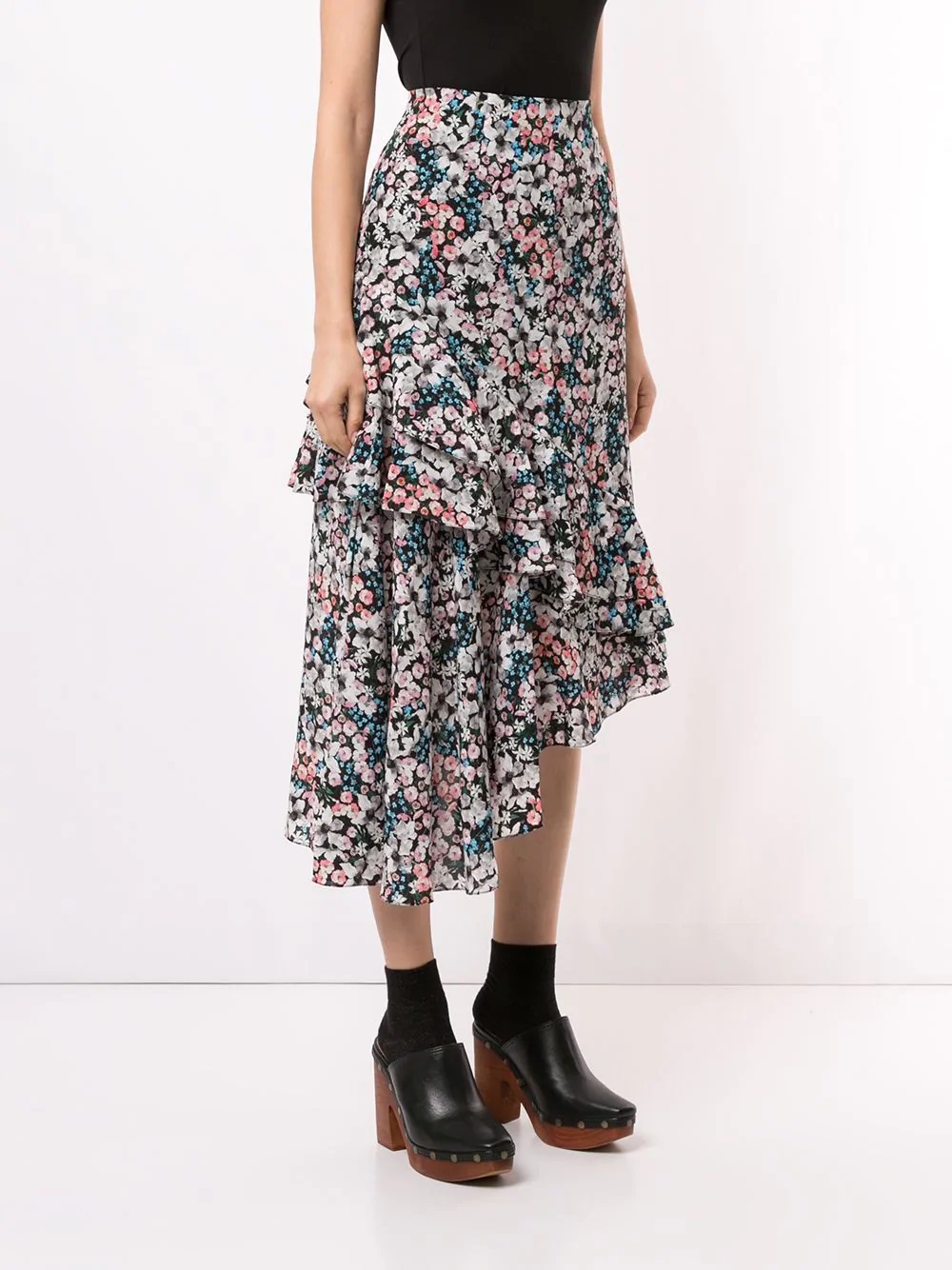 floral asymmetric skirt - 3