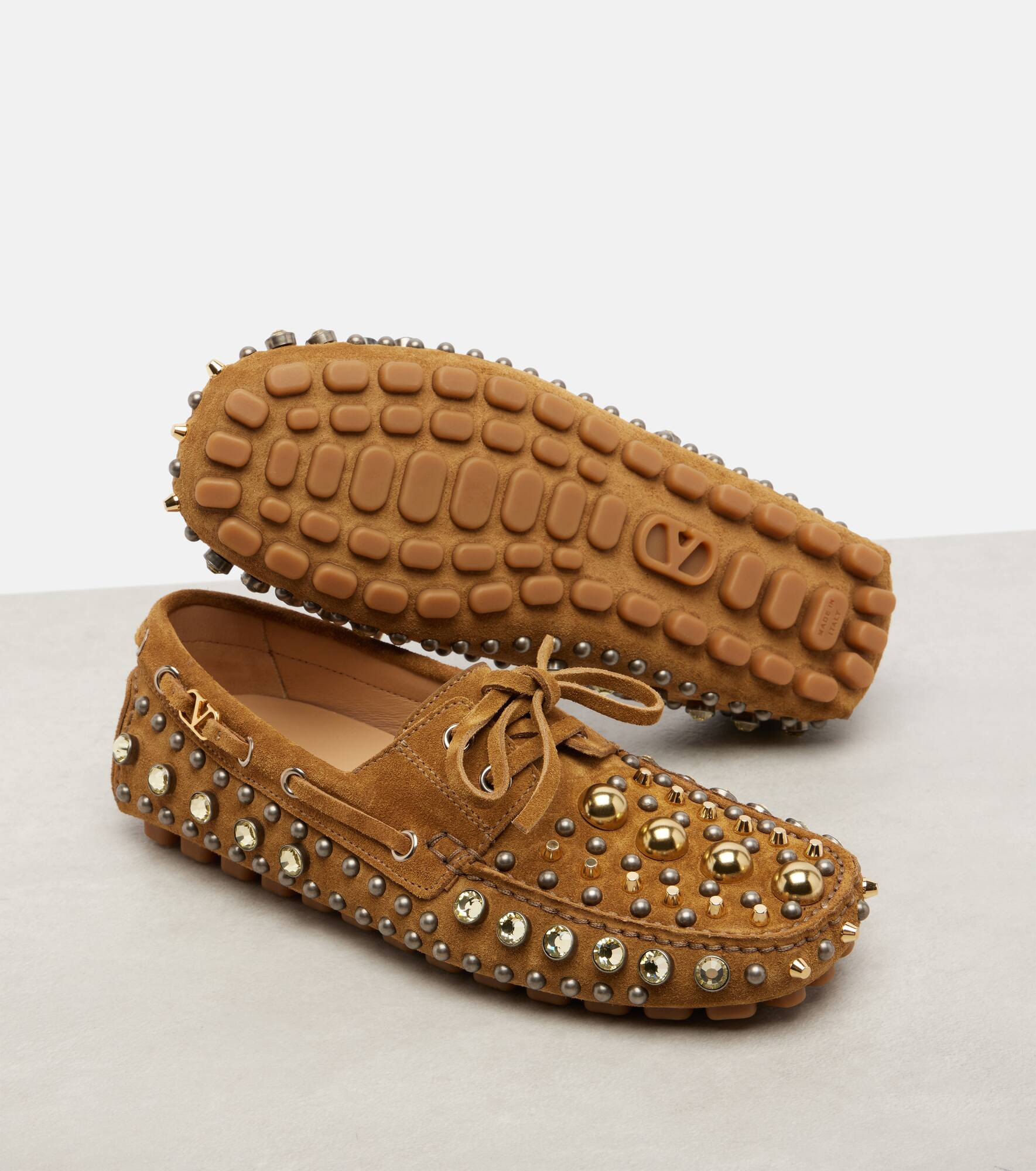 Fastaway embellished suede driving shoes - 5