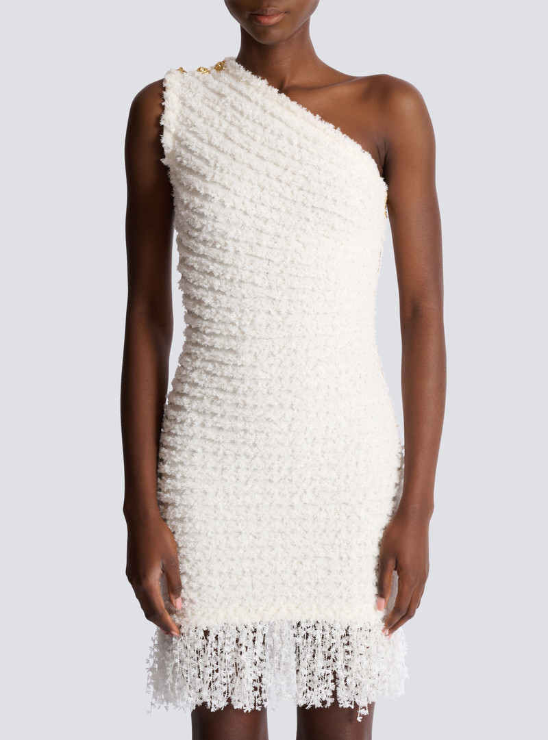 Dotted tweed one-shoulder dress 5