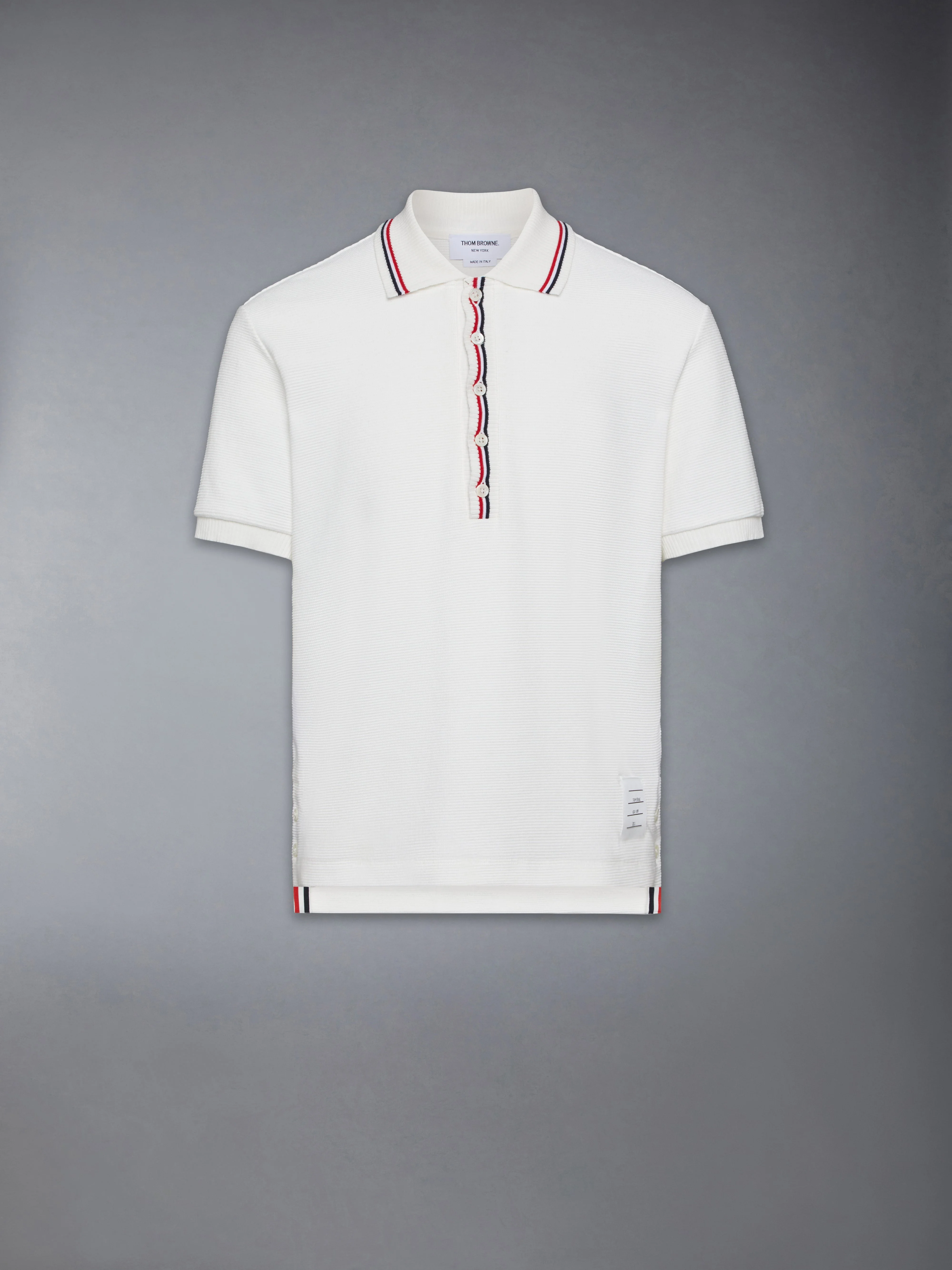COTTON WAFFLE RIB CUFF POLO - 1