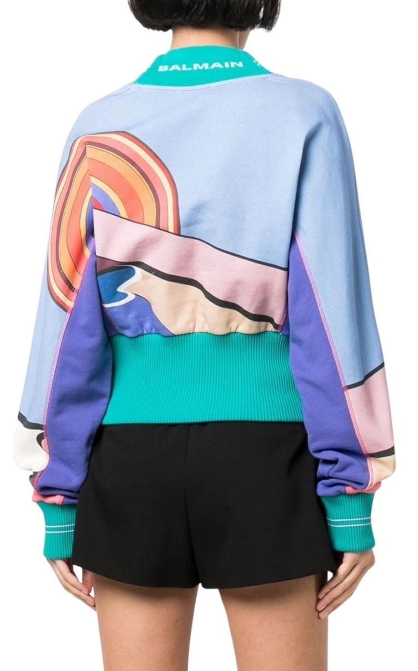 Geometric Print Crewneck Sweatshirt - 4