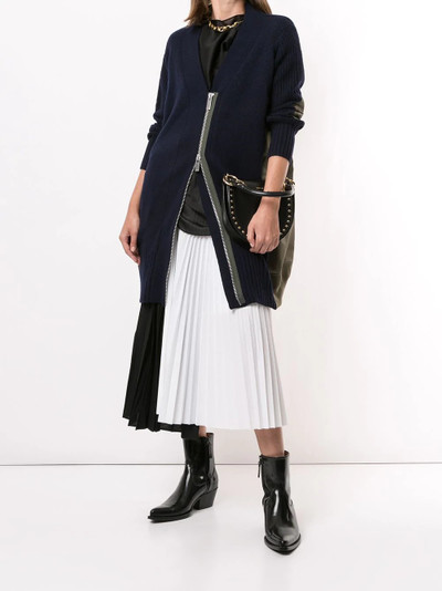 sacai zipped contrast panel cardigan outlook