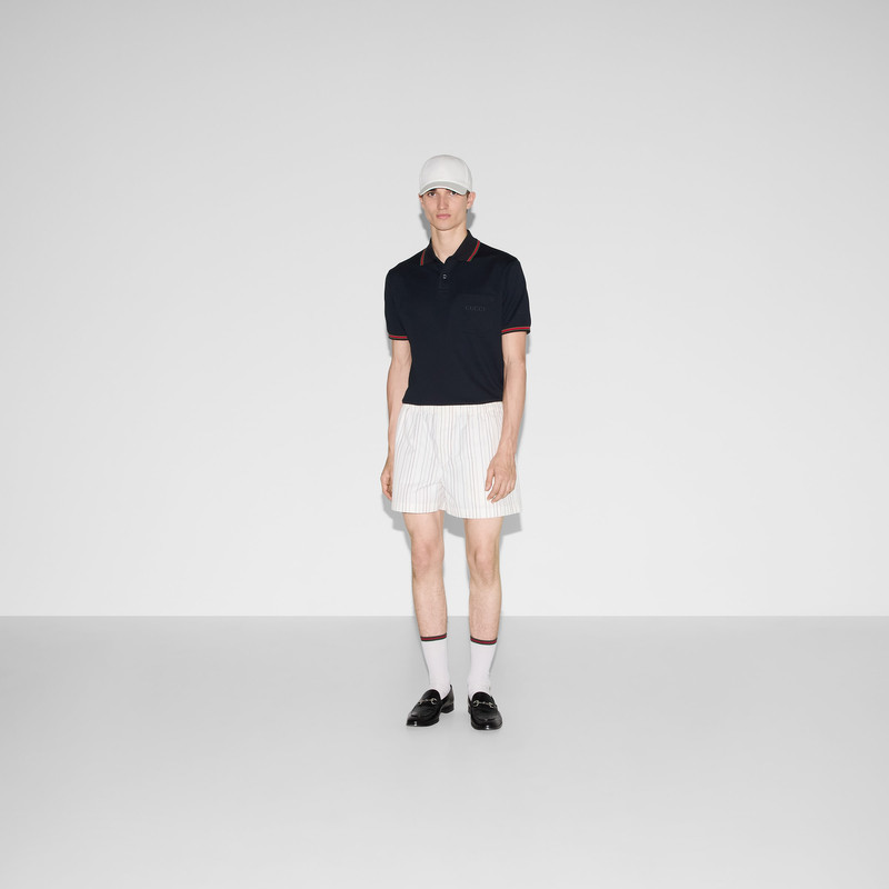 GUCCI Embroidered stretch cotton polo shirt outlook