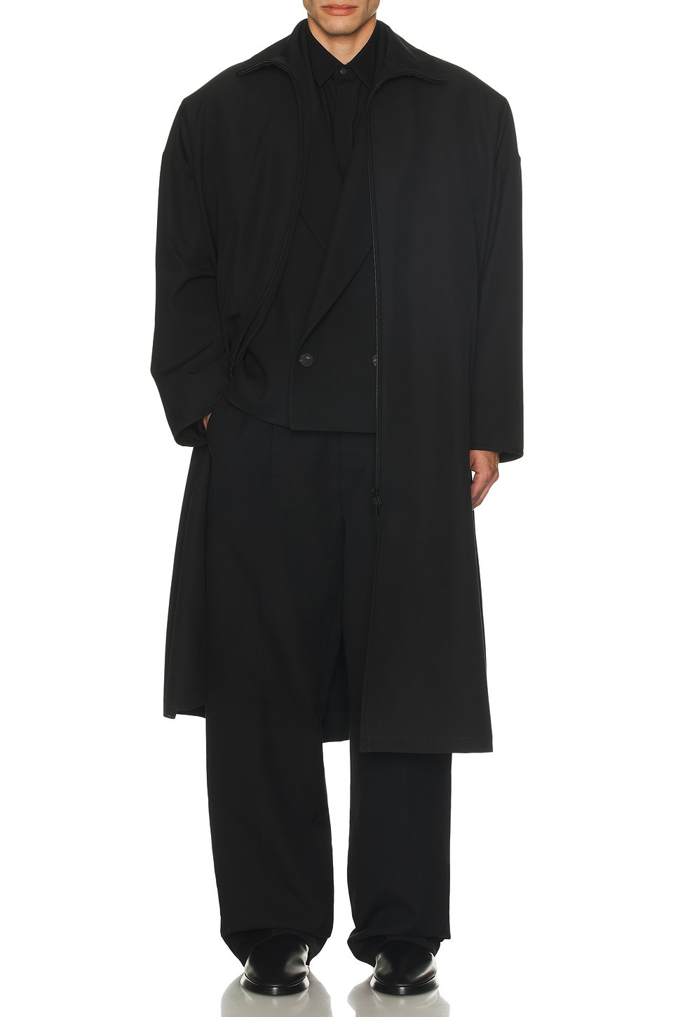 High Twist Wool High Neck Trench - 5