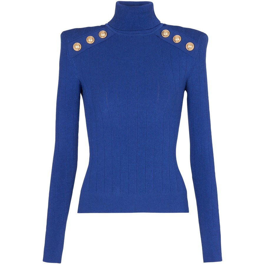 Knit jumper with gold buttons - 1