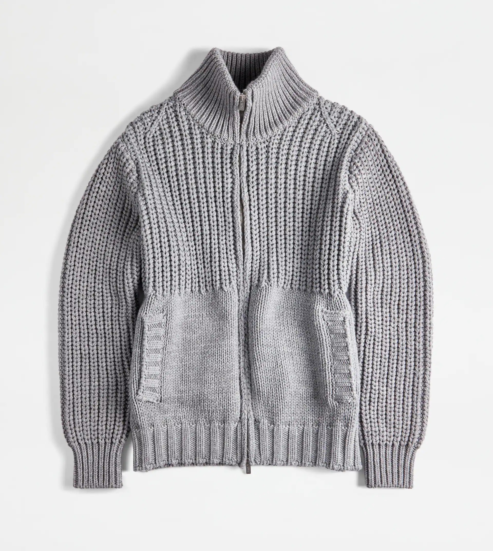 TOD'S ZIPPED CARDIGAN - GREY - 1