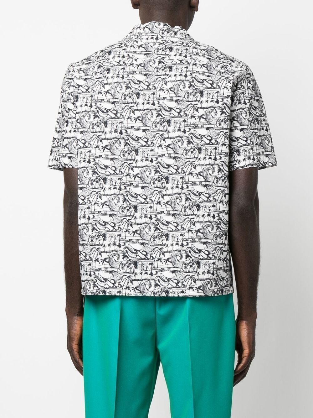 waves-print bowling shirt - 4