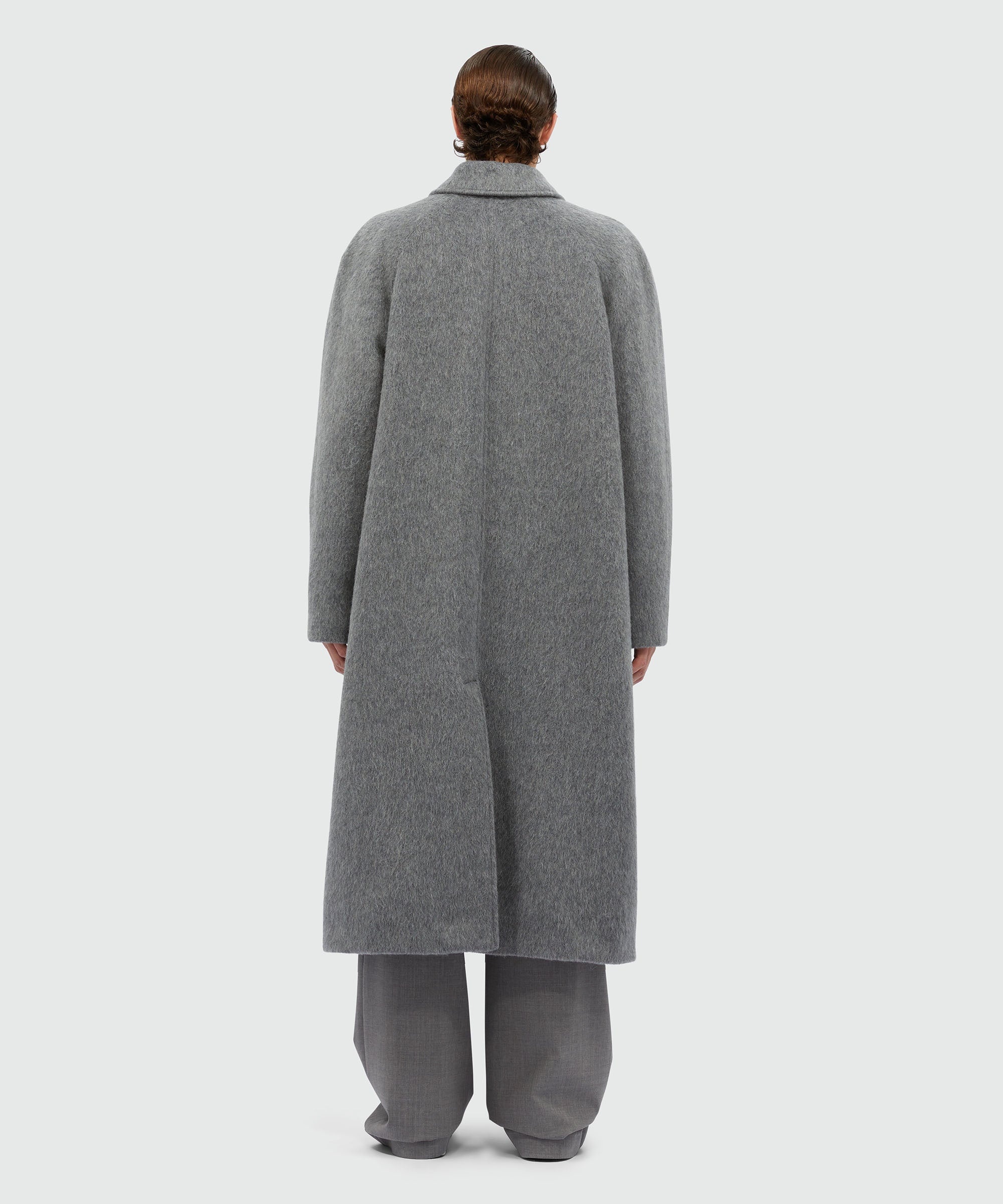 Long gray wool blend coat - 3