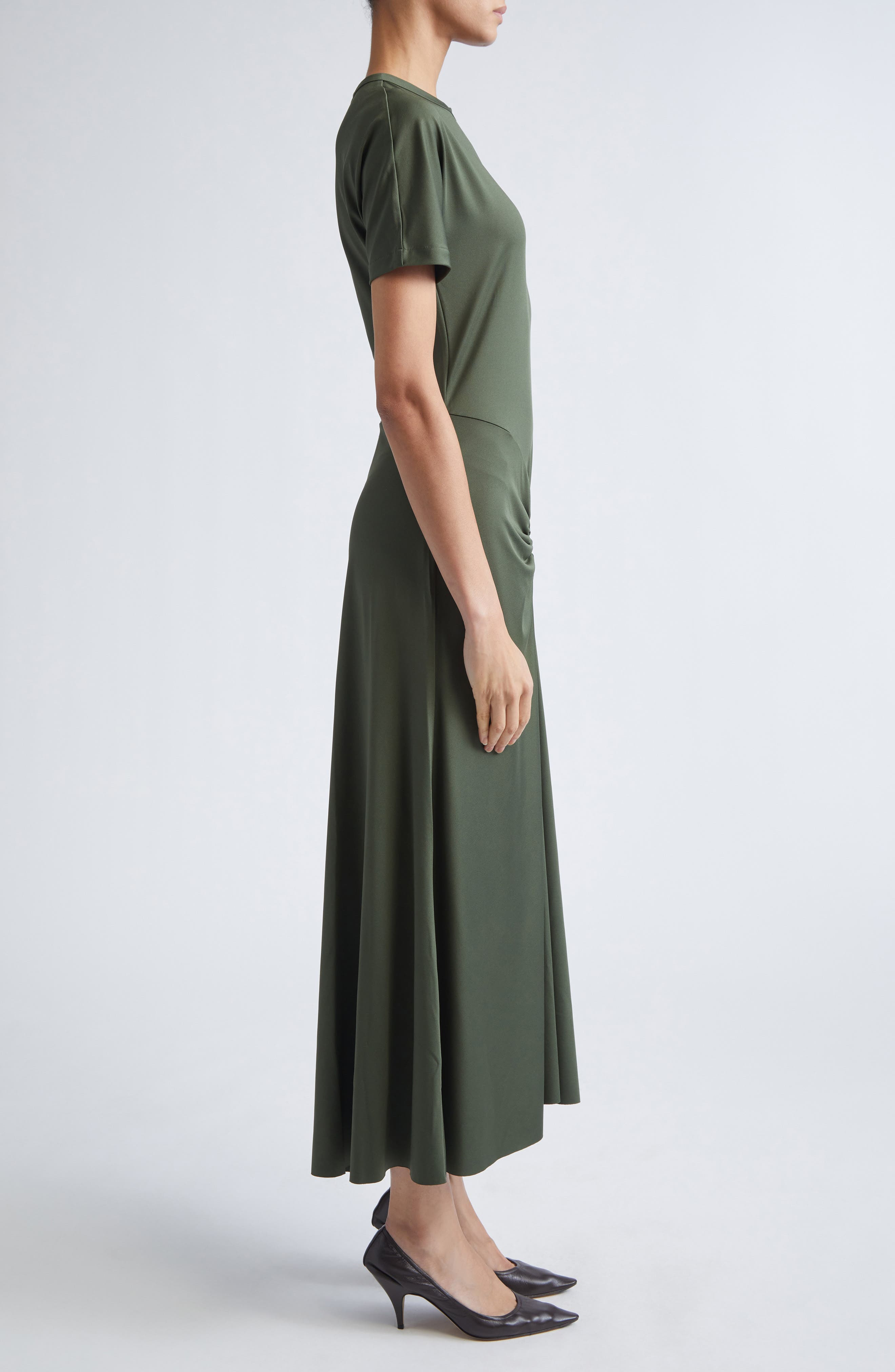 Victoria Beckham Gathered Detail T-Shirt Midi Dress in Oregano at Nordstrom - 3