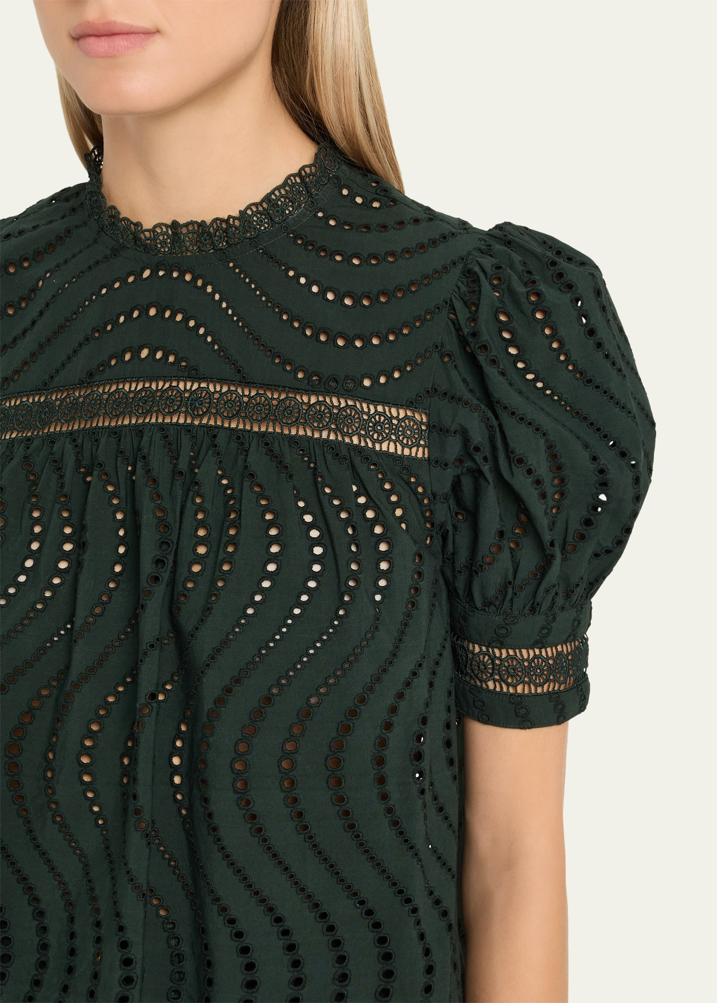Virginia Lace Eyelet Short-Sleeve Blouse - 5