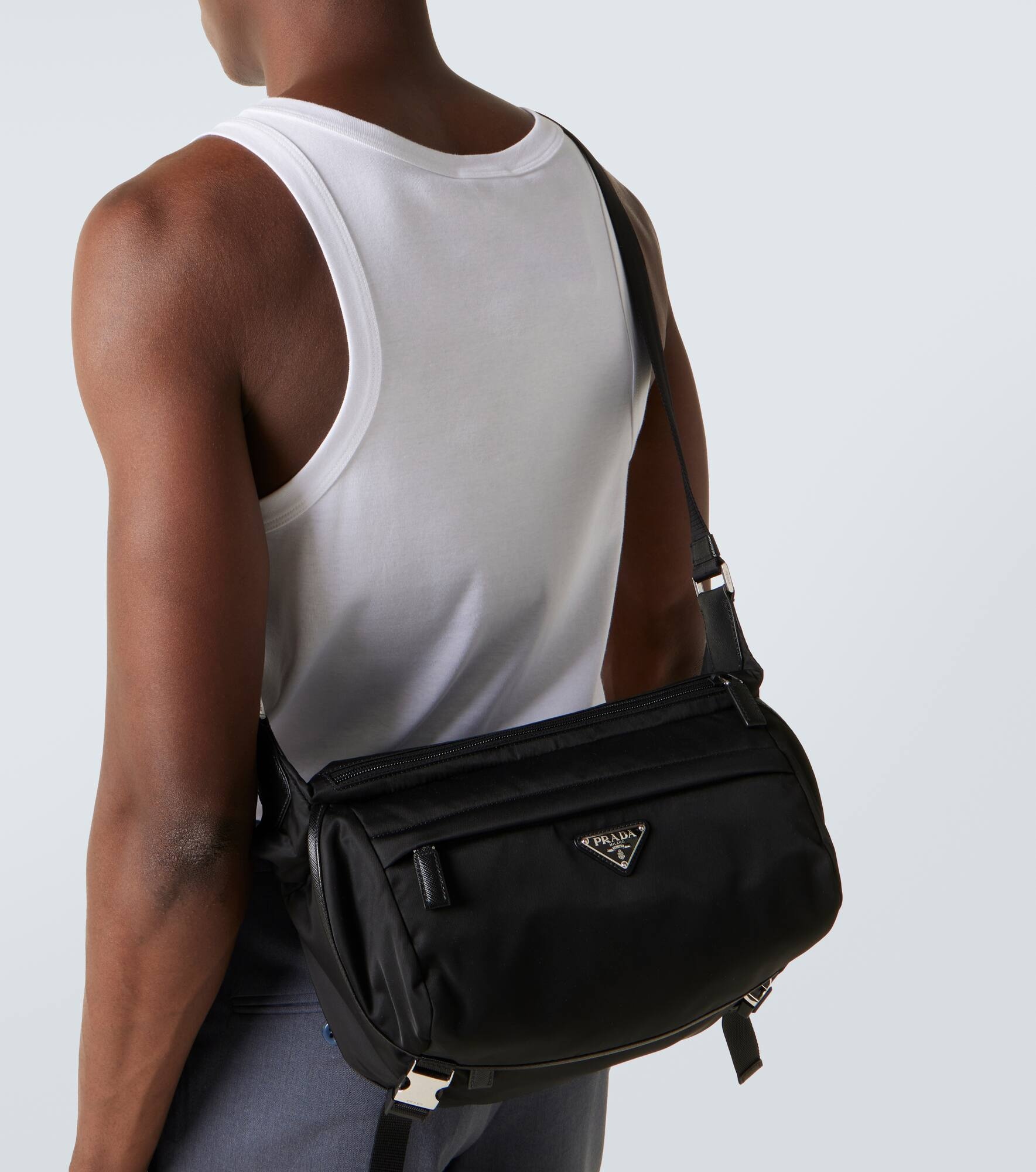 Re-Nylon leather-trimmed shoulder bag - 3