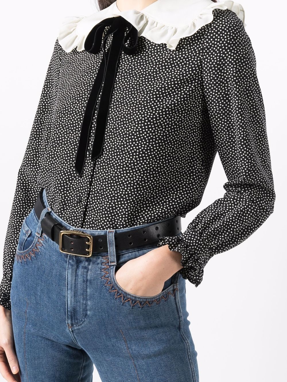 Peter Pan-collar polka-dot blouse - 5