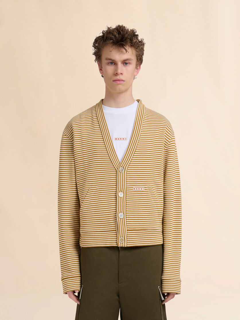 YELLOW AND WHITE STRIPED CARDIGAN SWEATSHIRT - 2