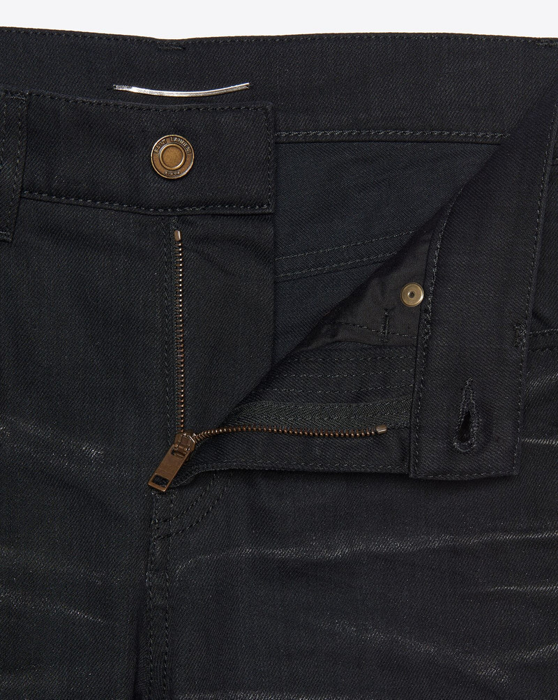 skinny-fit jeans in silver-coated black stretch denim 3