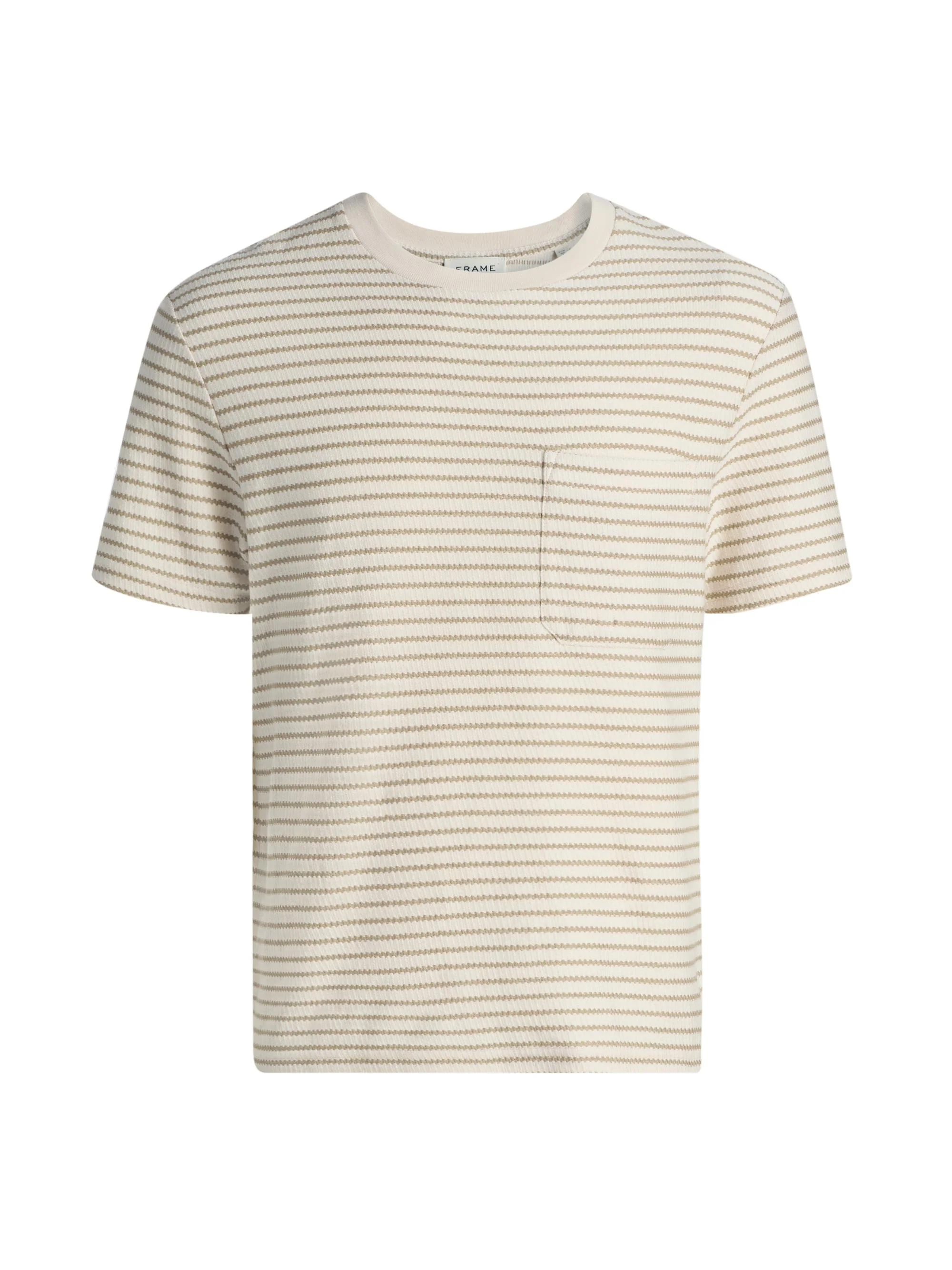 Men's Striped Ribbed Cotton T-Shirt - Natural Stripe - 1