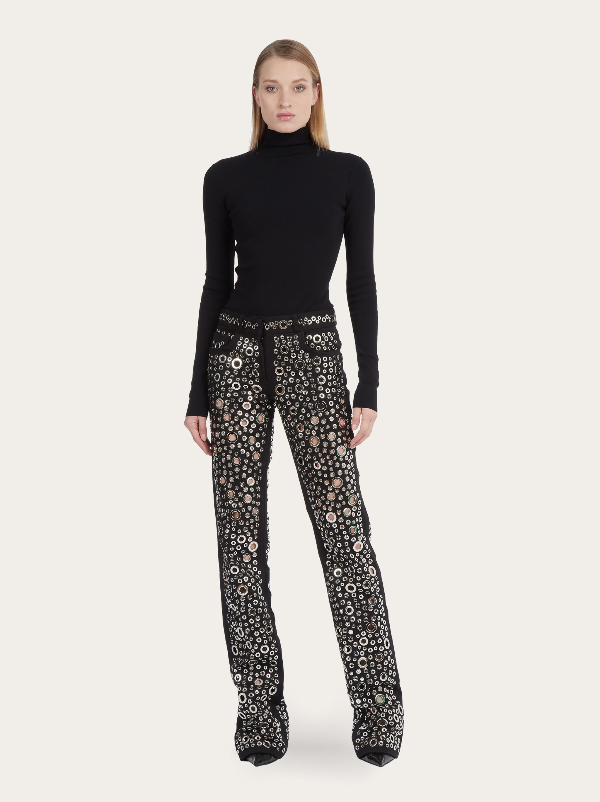 5 pocket pants with metal eyelets - 6