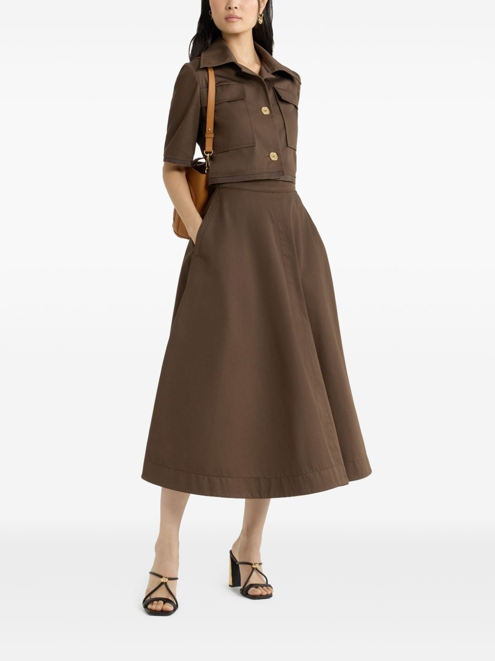 organic-cotton gabardine midi skirt - 2