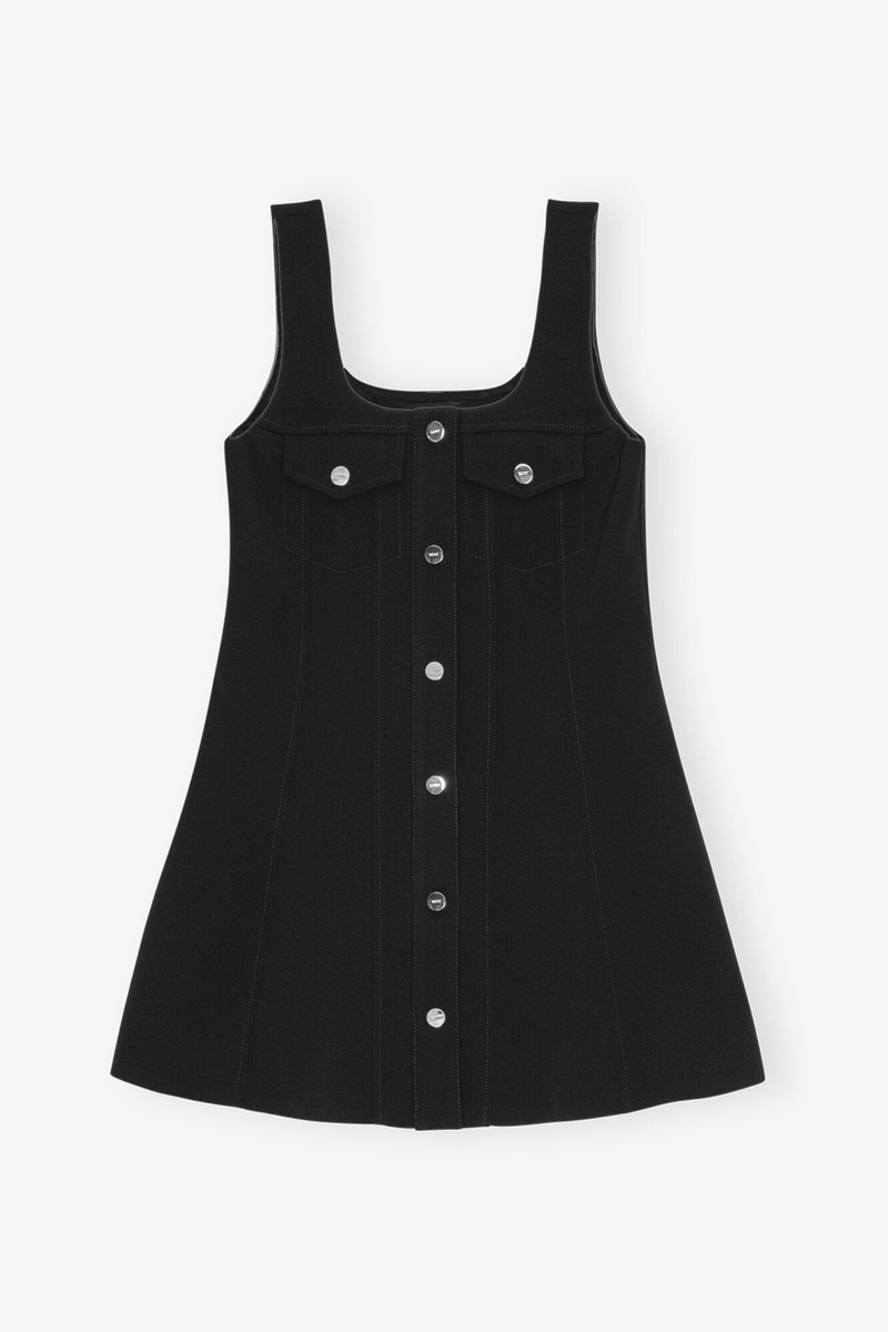BLACK BONDED CREPE MINI DRESS 1