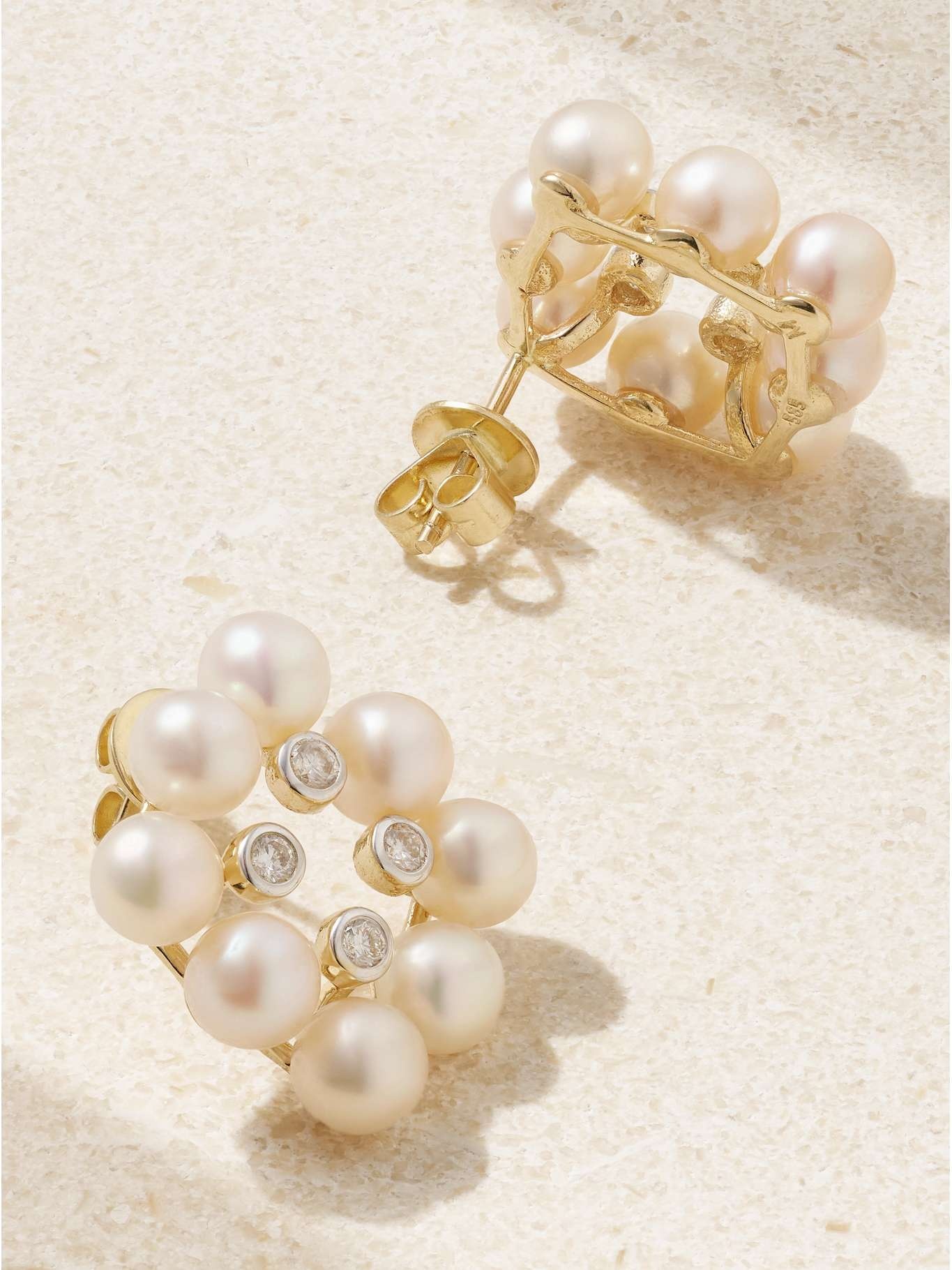 14-karat yellow and white gold, pearl and diamond earrings Gold - 3