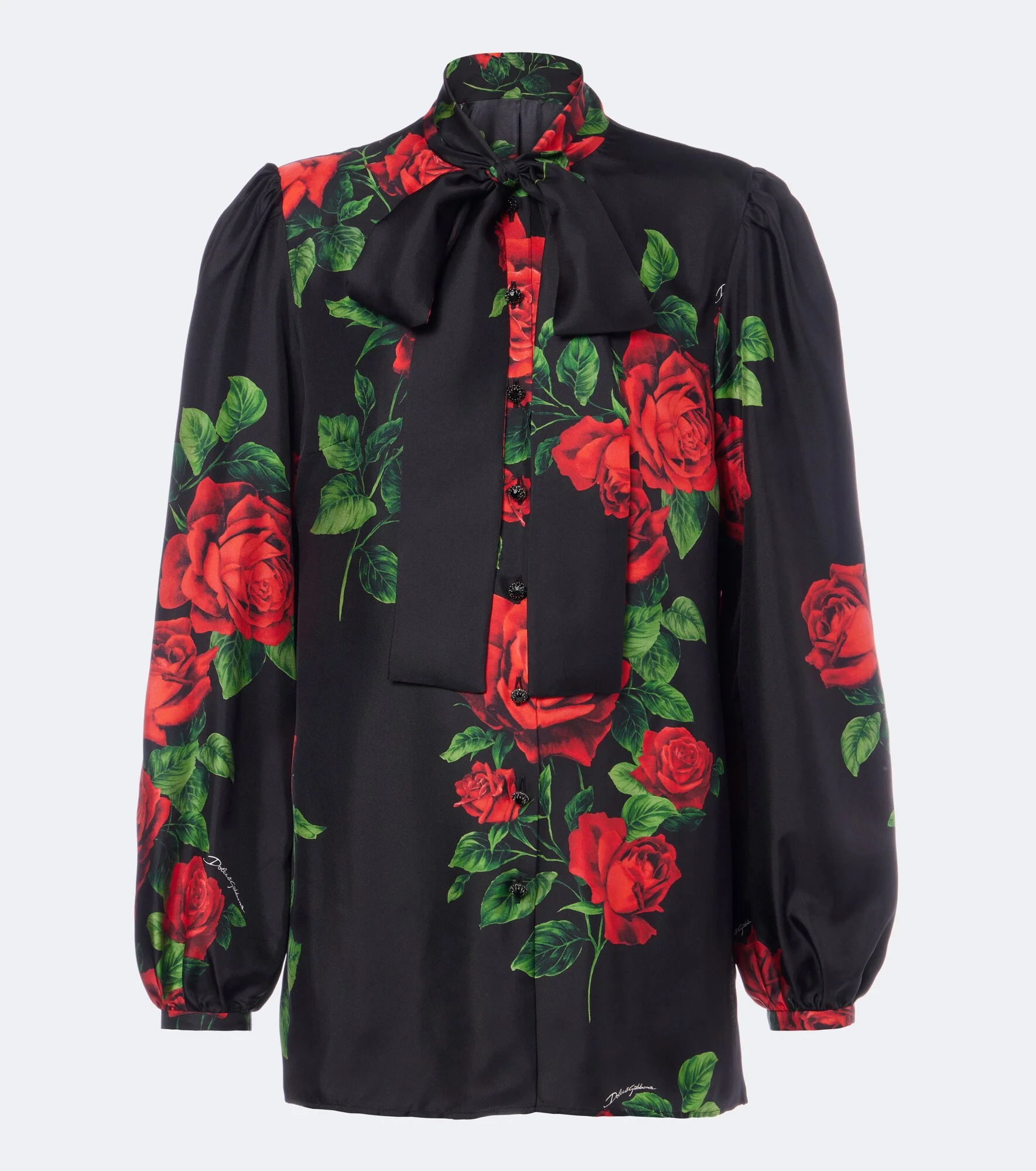 Floral silk satin blouse - 1