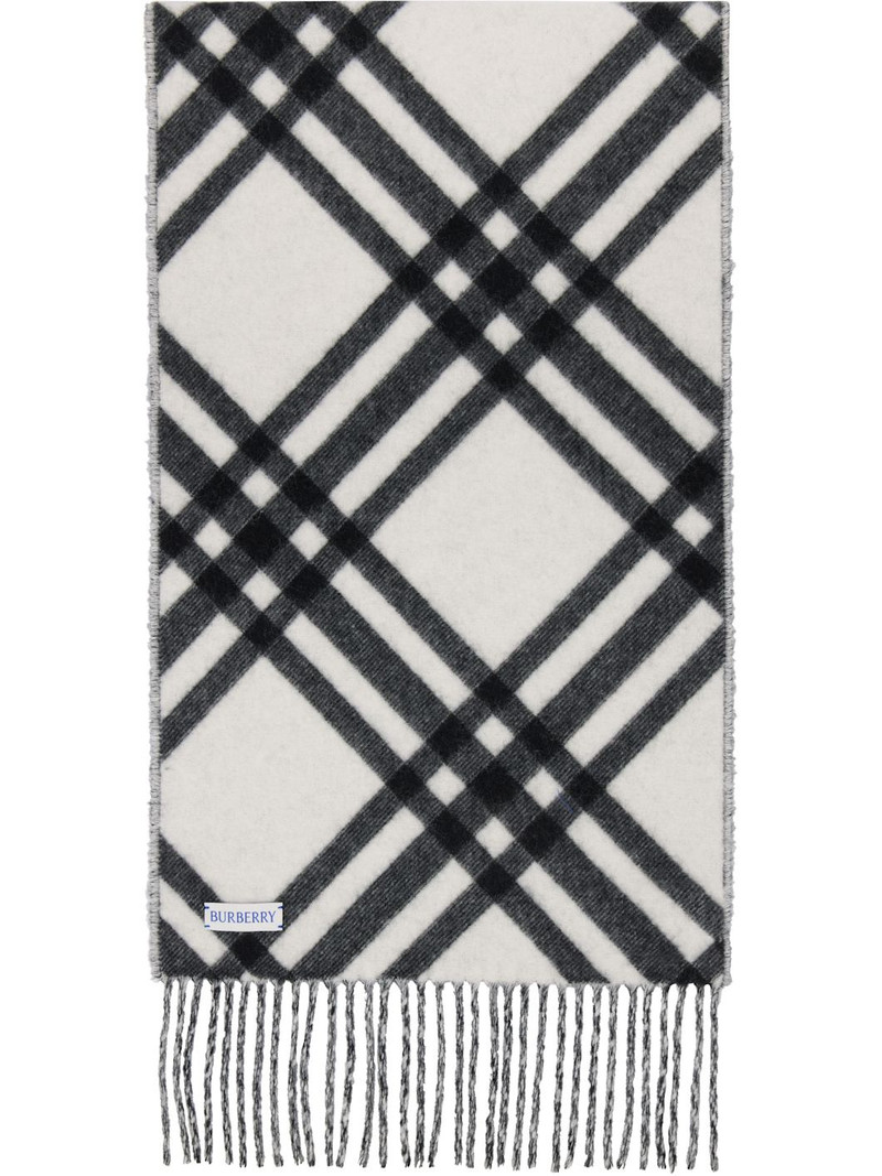 Burberry Black & White Check Cashmere Scarf outlook