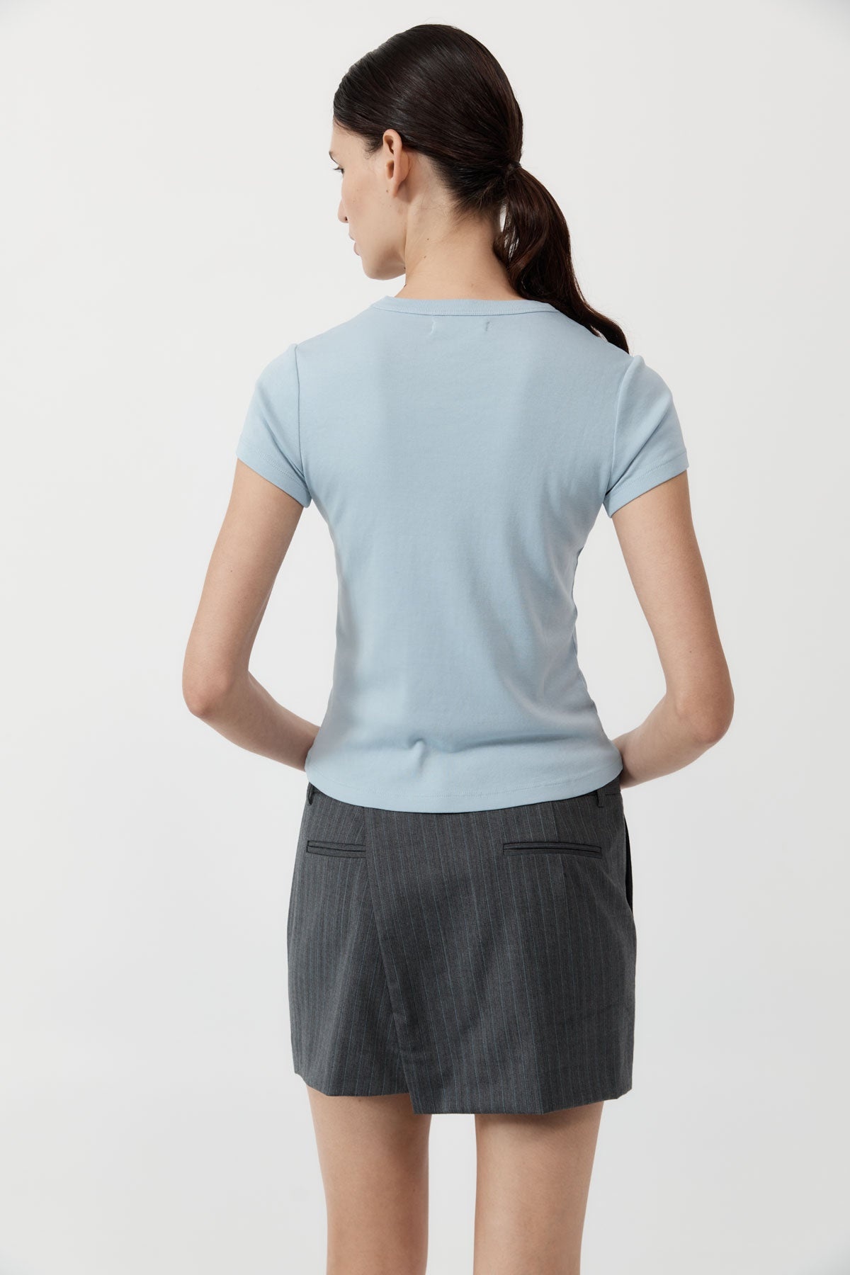 Deconstructed Mini Skirt - Stone Blue Stripe - 5