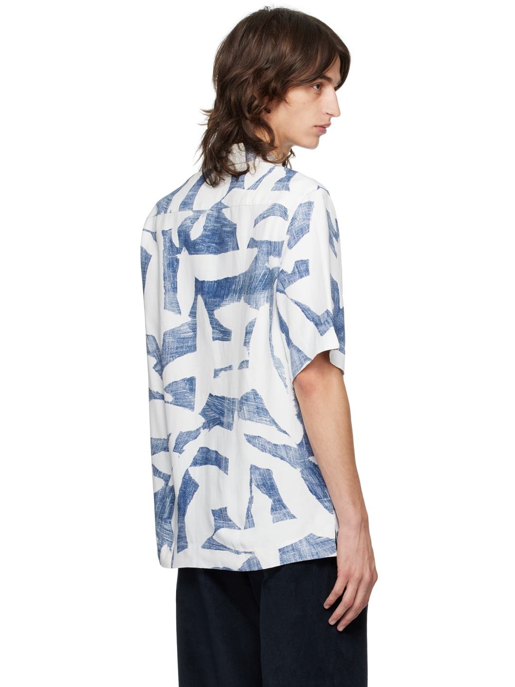 Blue & White Printed Shirt - 3