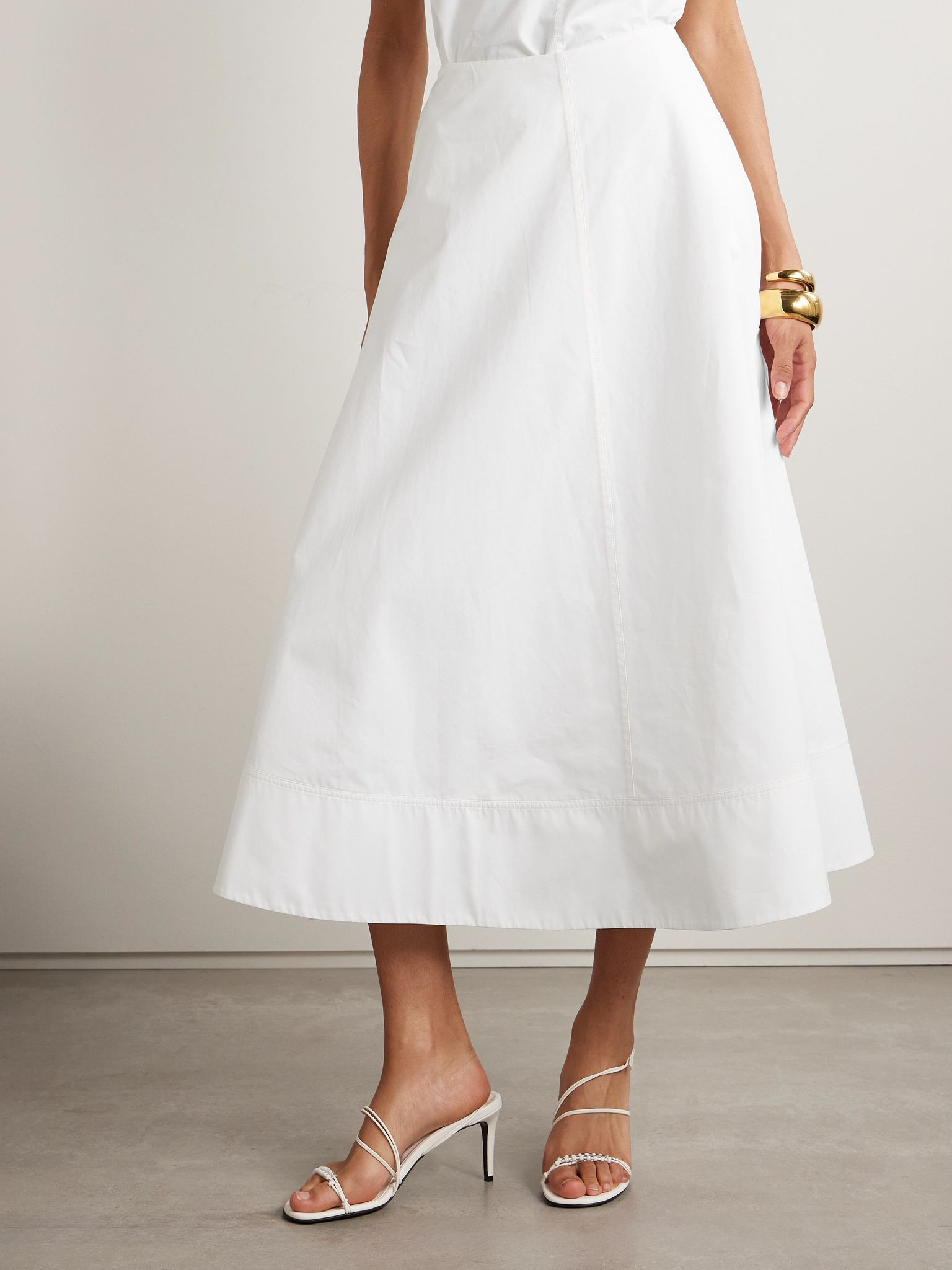 The Knox cotton-poplin maxi skirt White - 3
