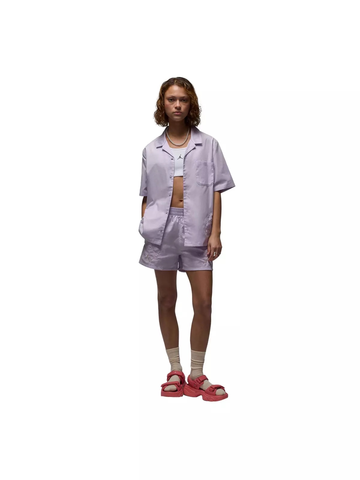 Women's Short-Sleeve Woven Rose Top - 7
