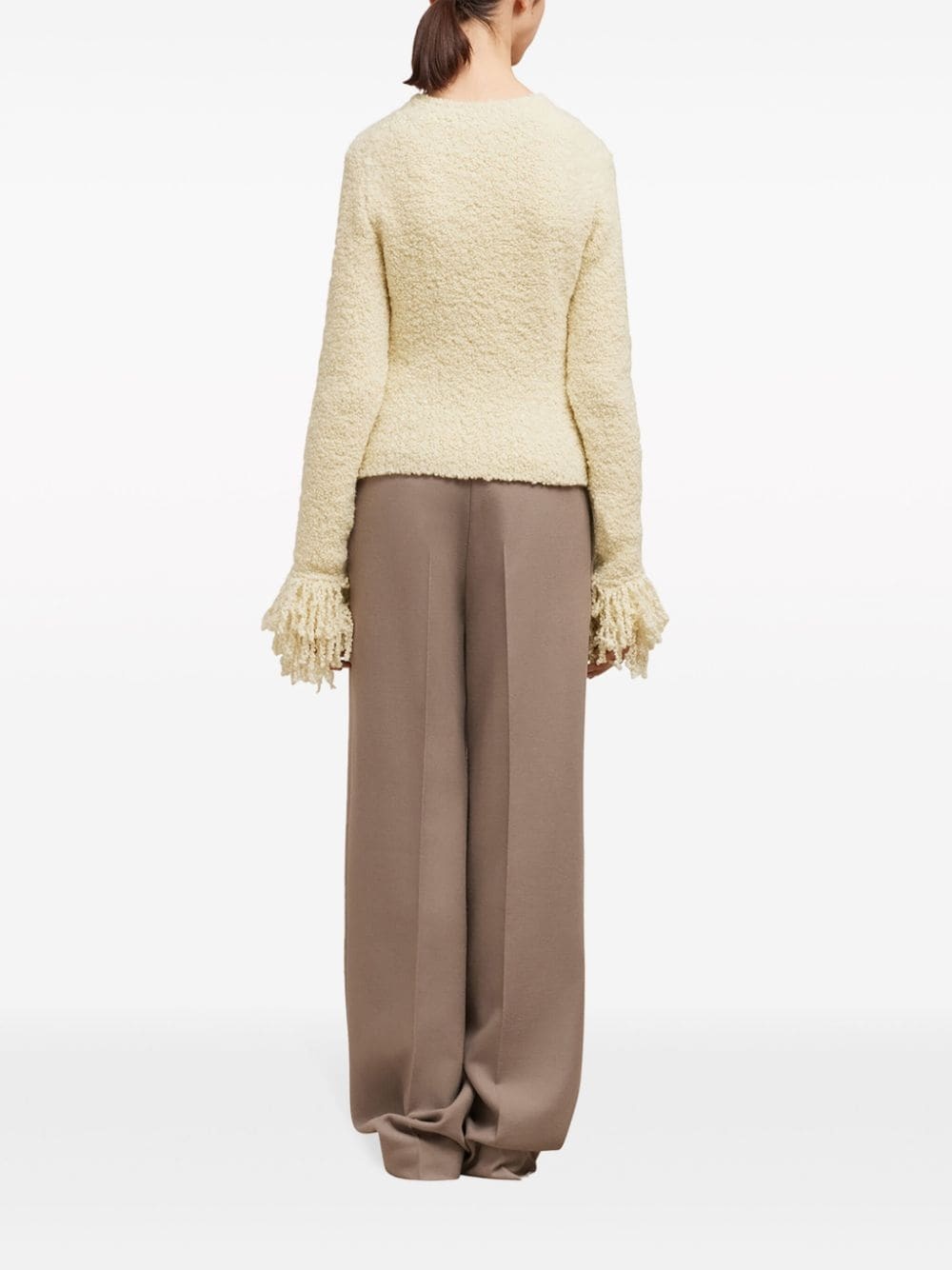 fringed-trim cropped jumper - 4