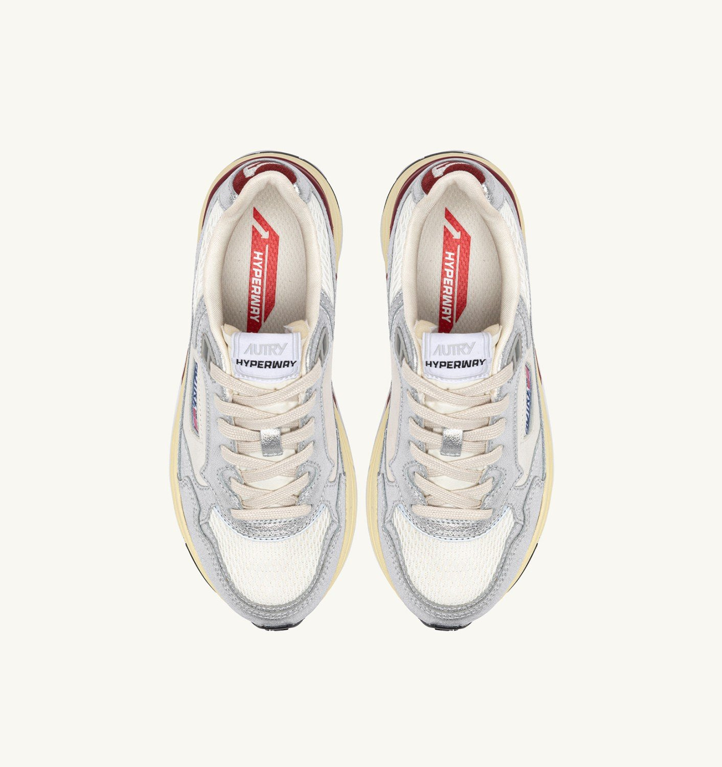HYPERWAY SNEAKERS IN WHITE AND SILVER-TONE LAMINATED LEATHER AND MESH - 5