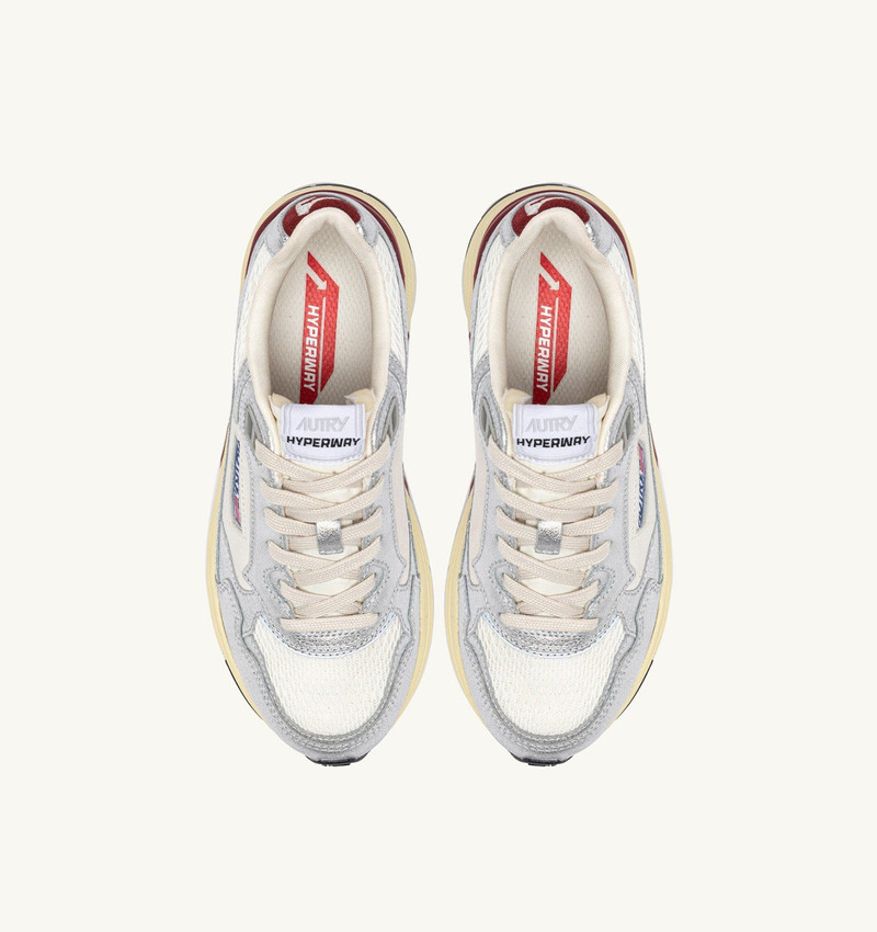 HYPERWAY SNEAKERS IN WHITE AND SILVER-TONE LAMINATED LEATHER AND MESH 5