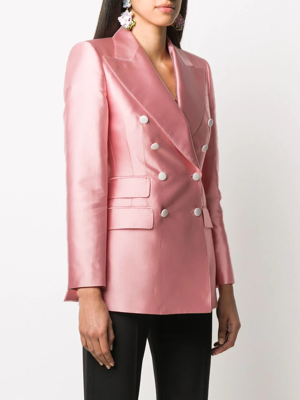 double-breasted shantung blazer - 3