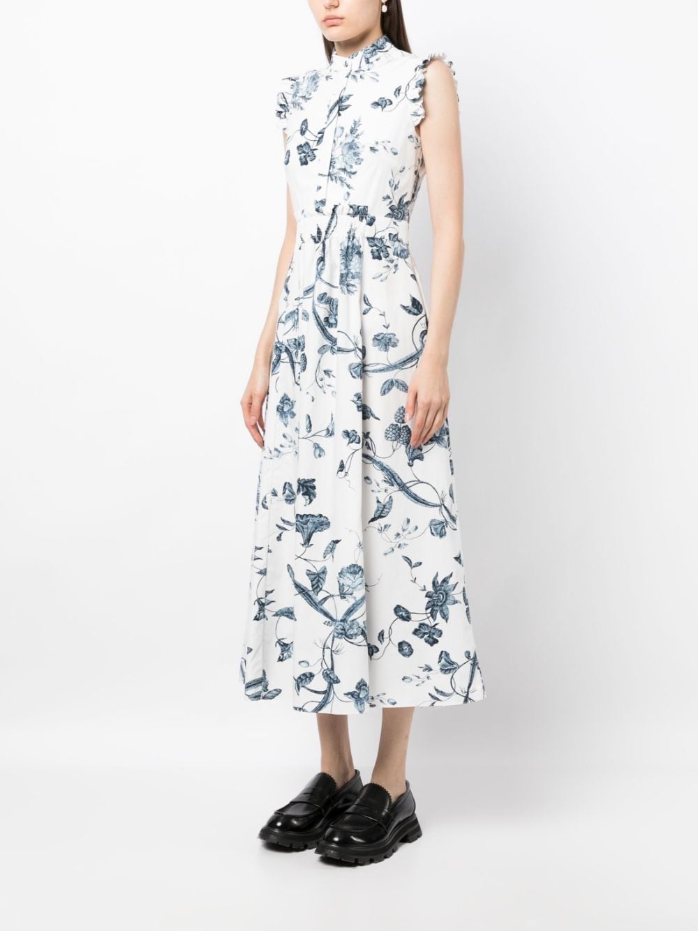 floral-print cotton midi dress - 3