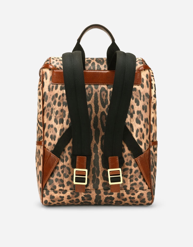 Leopard-print Crespo backpack with branded plate - 4