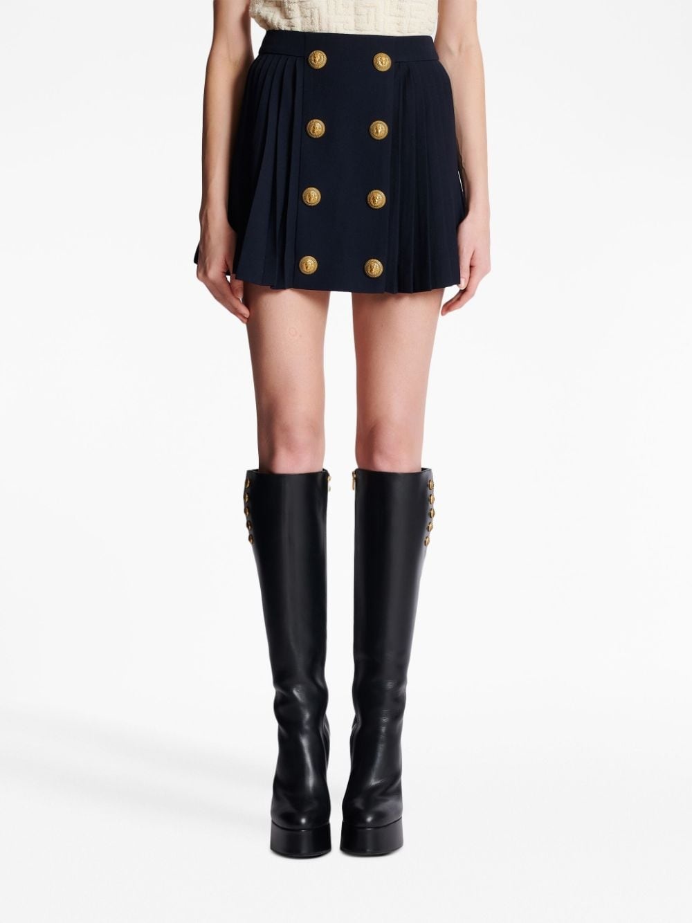 button-detail pleated miniskirt - 5