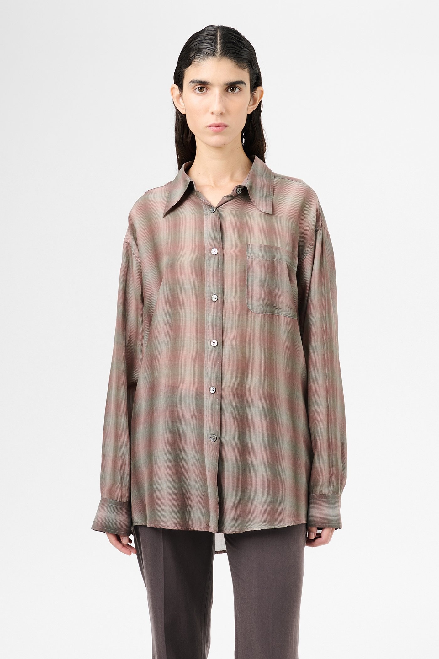 Favourite Shirt Screen Check Sheer Cotton Silk - 3