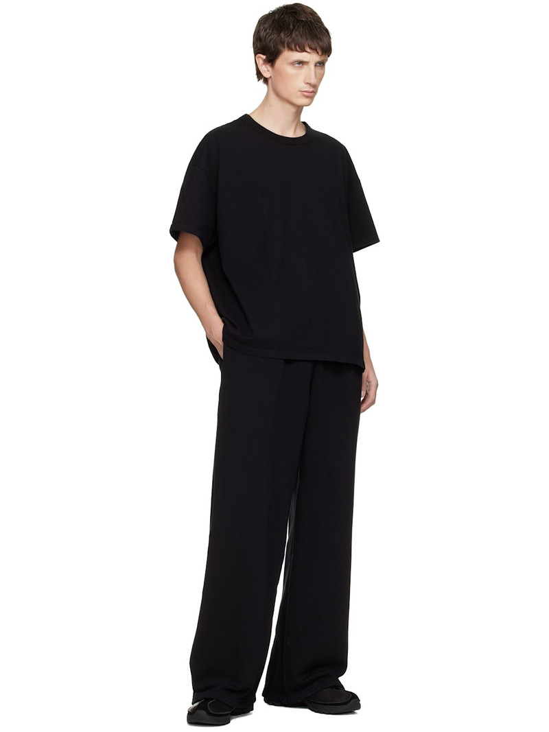 LES TIEN Black Lightweight Binded Neck Oversized T-shirt outlook