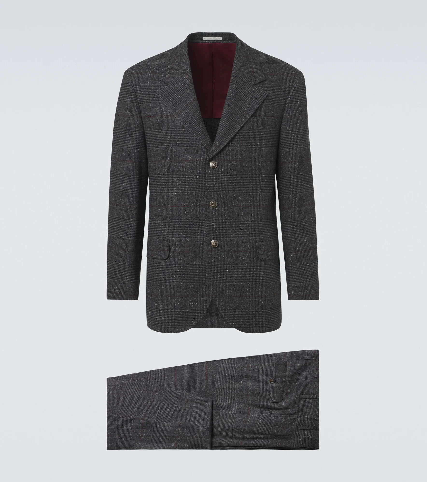 Checked silk, wool, and cashmere suit - 1
