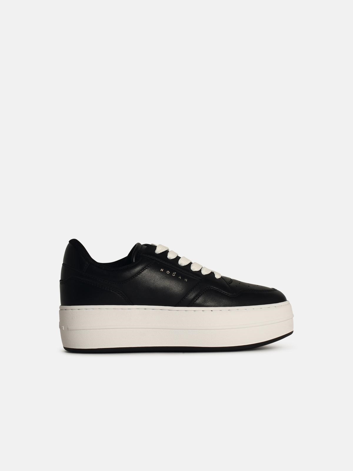 'H670' BLACK LEATHER SNEAKERS - 1