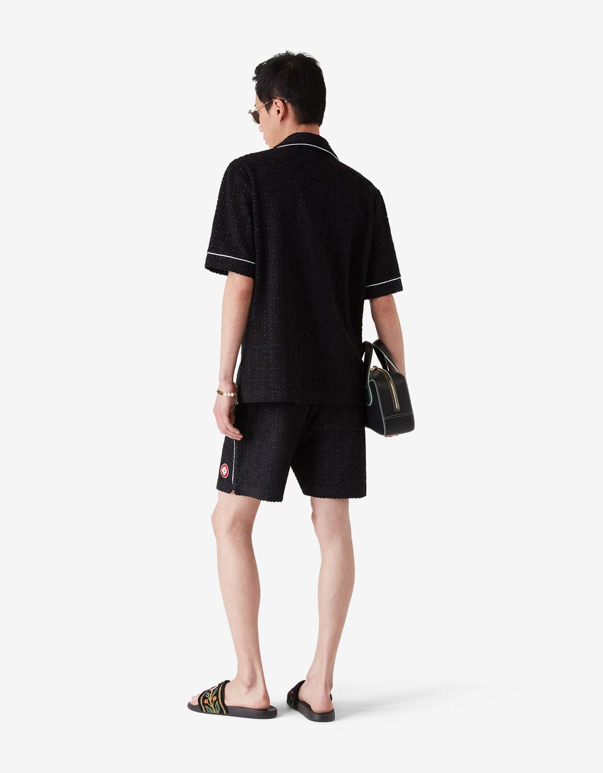 Casablanca Black Monogram Jacquard Towelling Shorts - 3