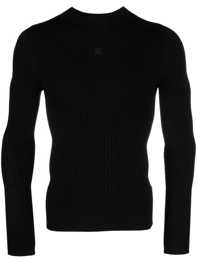 logo-embroidered ribbed-knit jumper 1