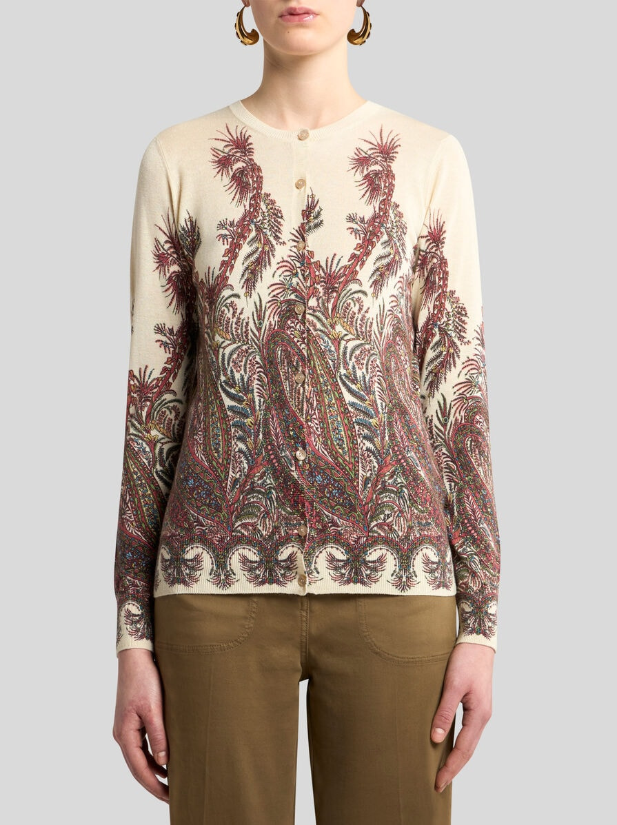 SILK AND CASHMERE CARDIGAN WITH PLACED PRINT - 2