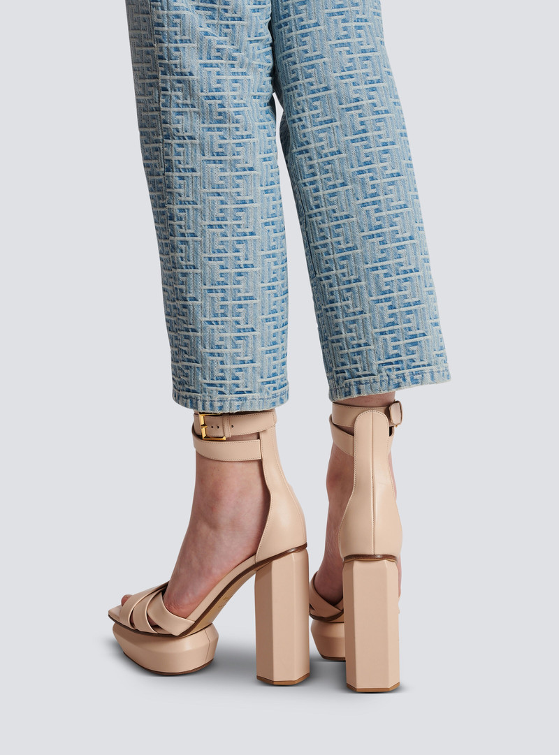 Balmain Ava leather platform sandals outlook