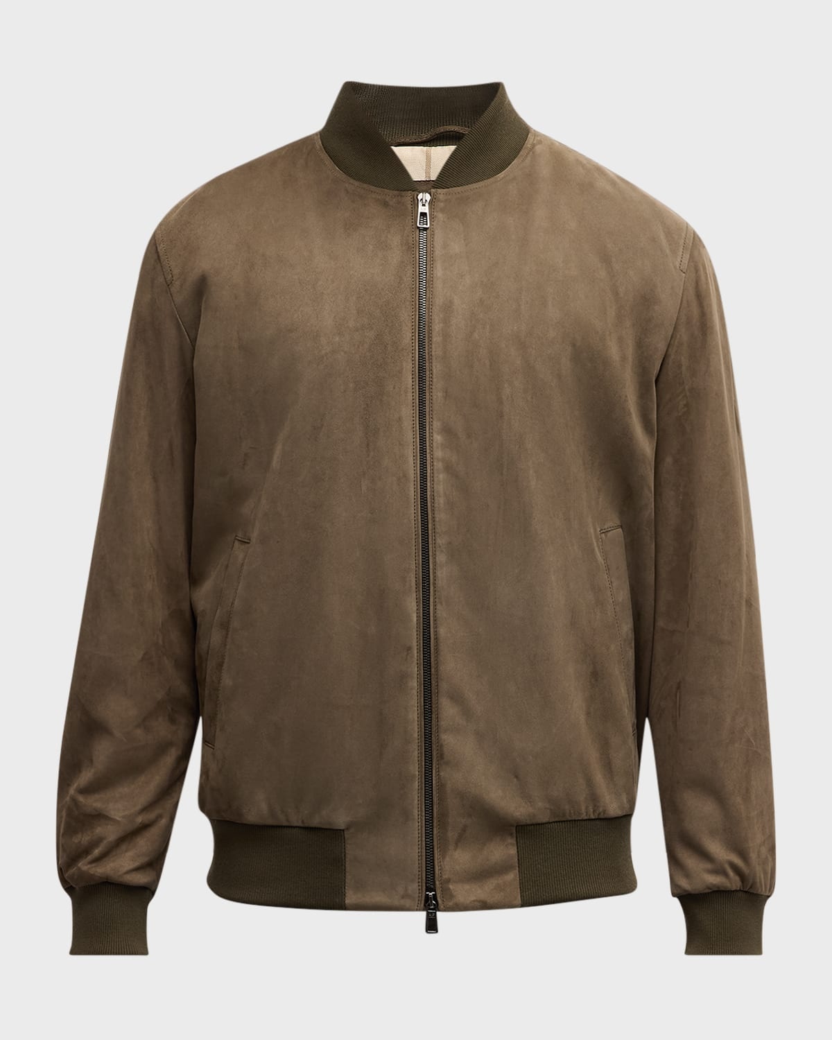 Men's Suede Bomber Jacket - 1