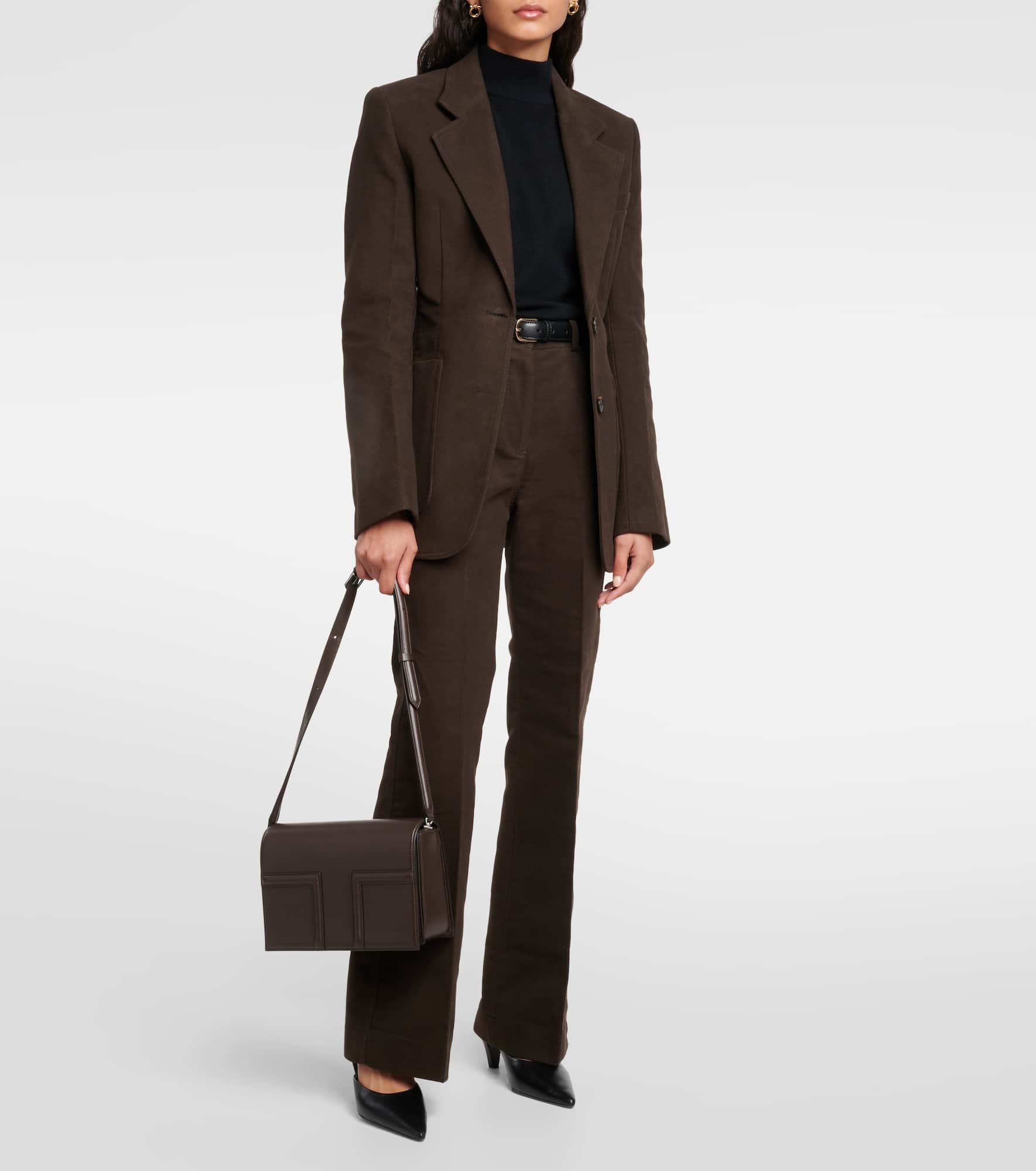 High-rise velour straight pants - 2