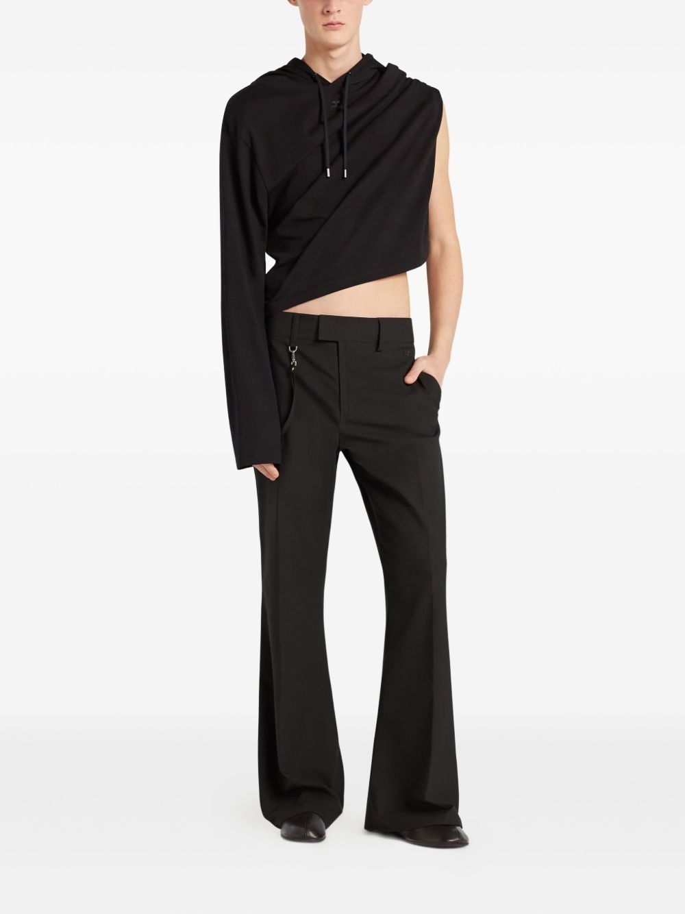 asymmetrical cropped hoodie - 3