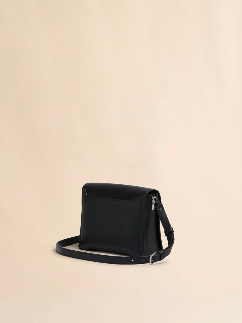 BLACK LEATHER TRUNKAROO MEDIUM SHOULDER BAG - 3