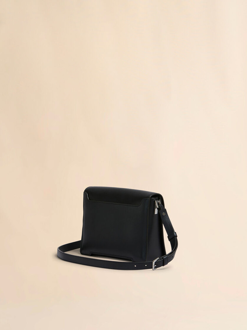 BLACK LEATHER TRUNKAROO MEDIUM SHOULDER BAG 3