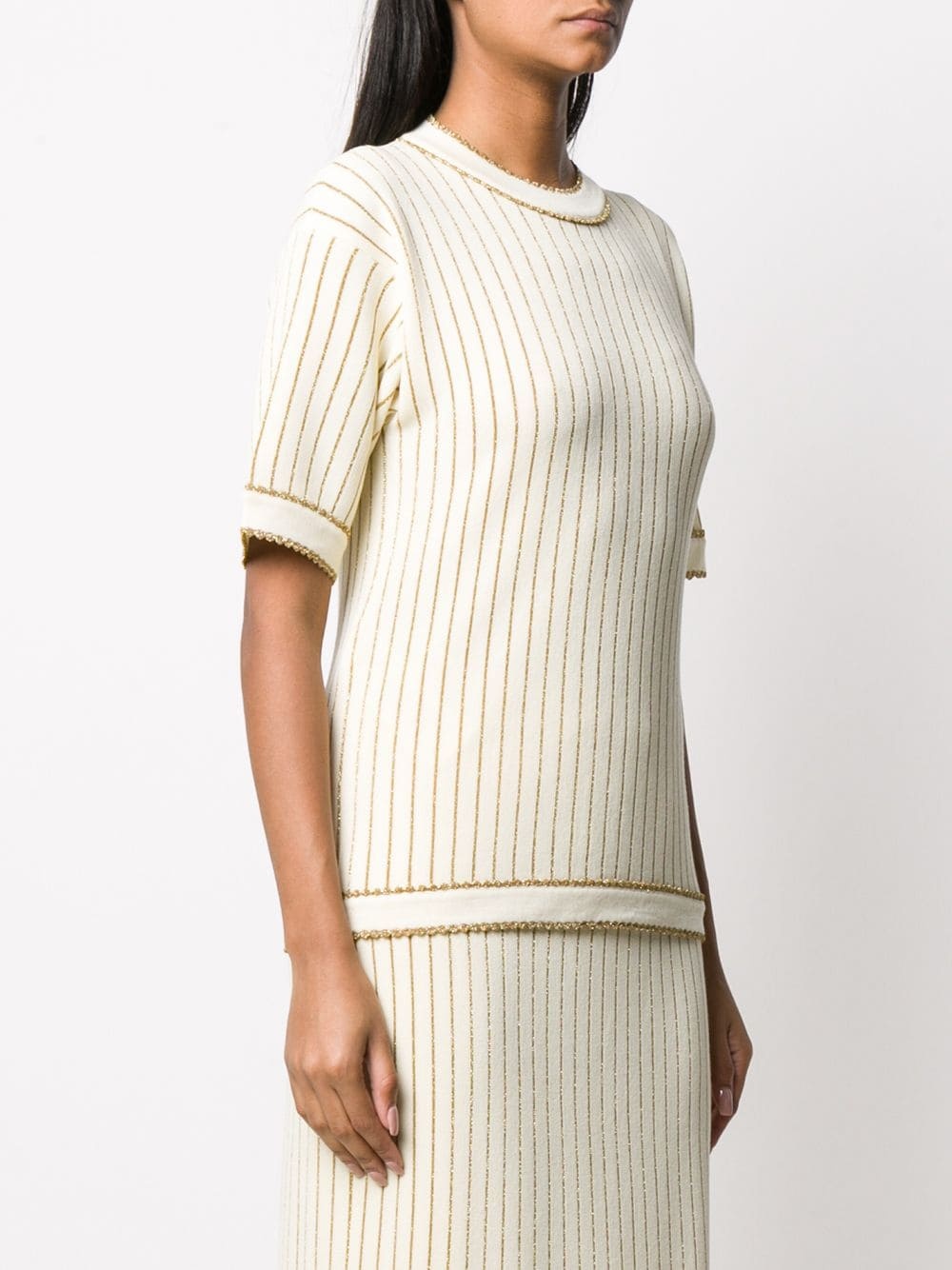 metallic pinstripe knitted top - 3